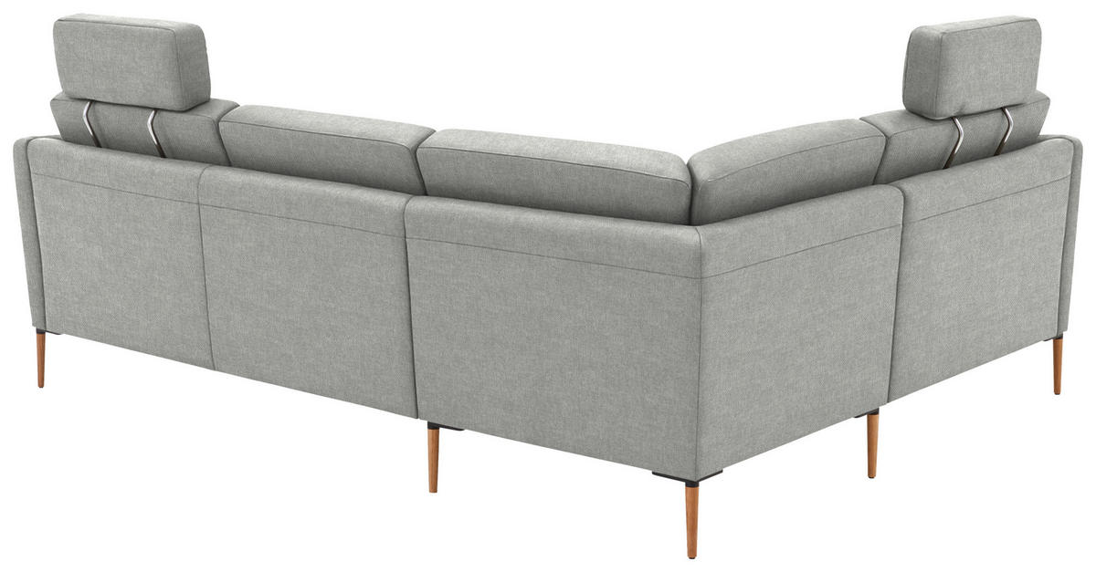 ECKSOFA  in Flachgewebe Grauweiß  189/236 cm  - Eichefarben/Grauweiß, Design, Holz/Textil (189/236cm) - Valnatura