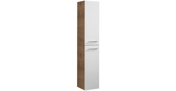 HOCHSCHRANK 30/159/32 cm  - Chromfarben/Eichefarben, MODERN, Glas/Holzwerkstoff (30/159/32cm) - Voleo