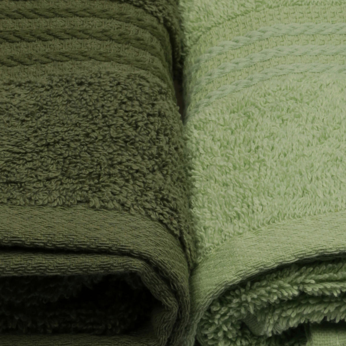 HANDTUCHSET Grün, Dunkelgrün, Hellgrün, Olivgrün  - Dunkelgrün/Hellgrün, Basics, Textil (50/90cm)