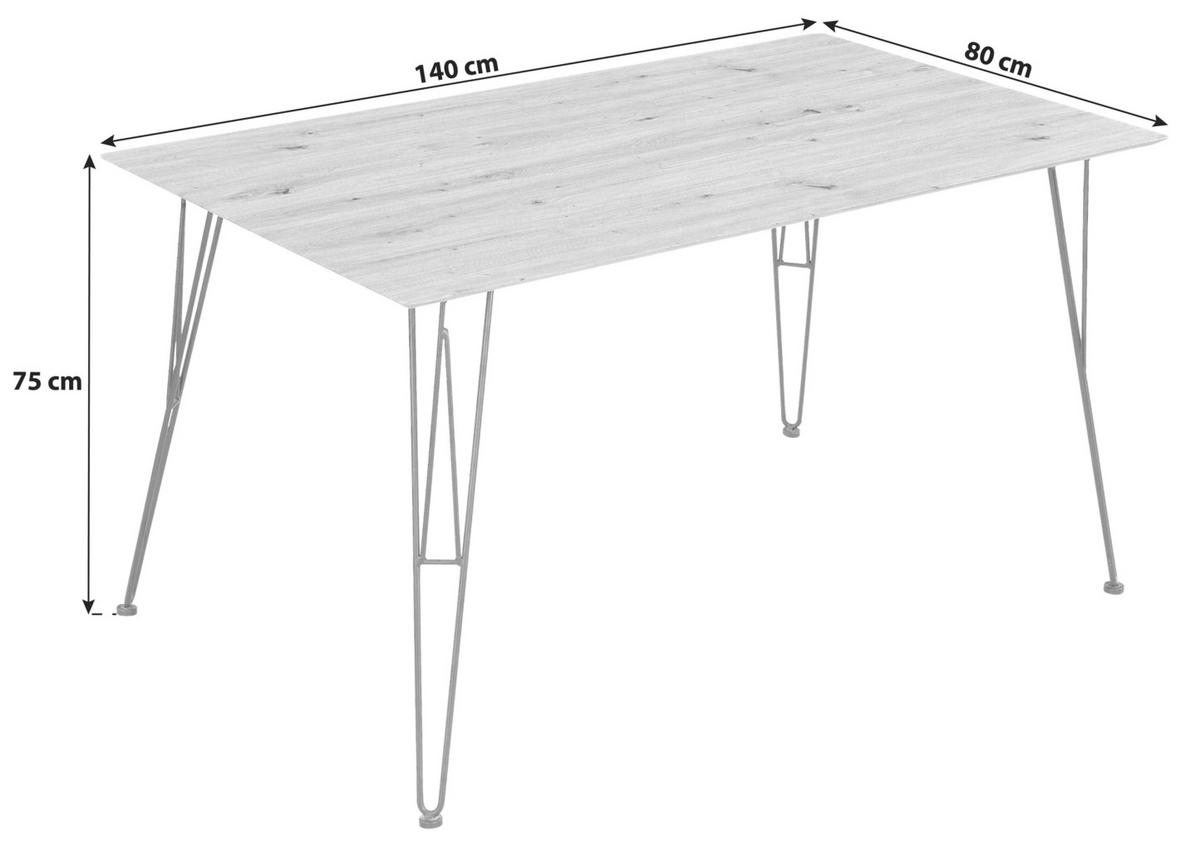 ESSTISCH in Holzwerkstoff   - Anthrazit/Eiche Artisan, KONVENTIONELL, Holzwerkstoff/Metall (140/80/75cm) - MID.YOU