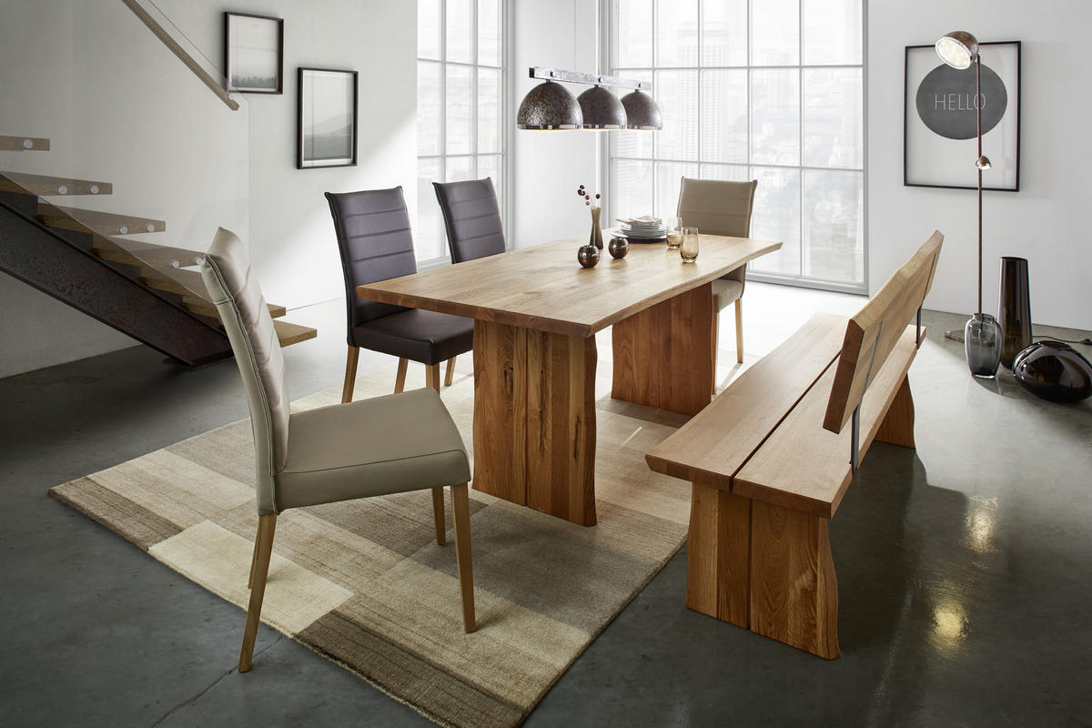 SITZBANK 180/87/46 cm Eichefarben Wildeiche massiv  - Eichefarben, Design, Holz/Metall (180/87/46cm) - Linea Natura