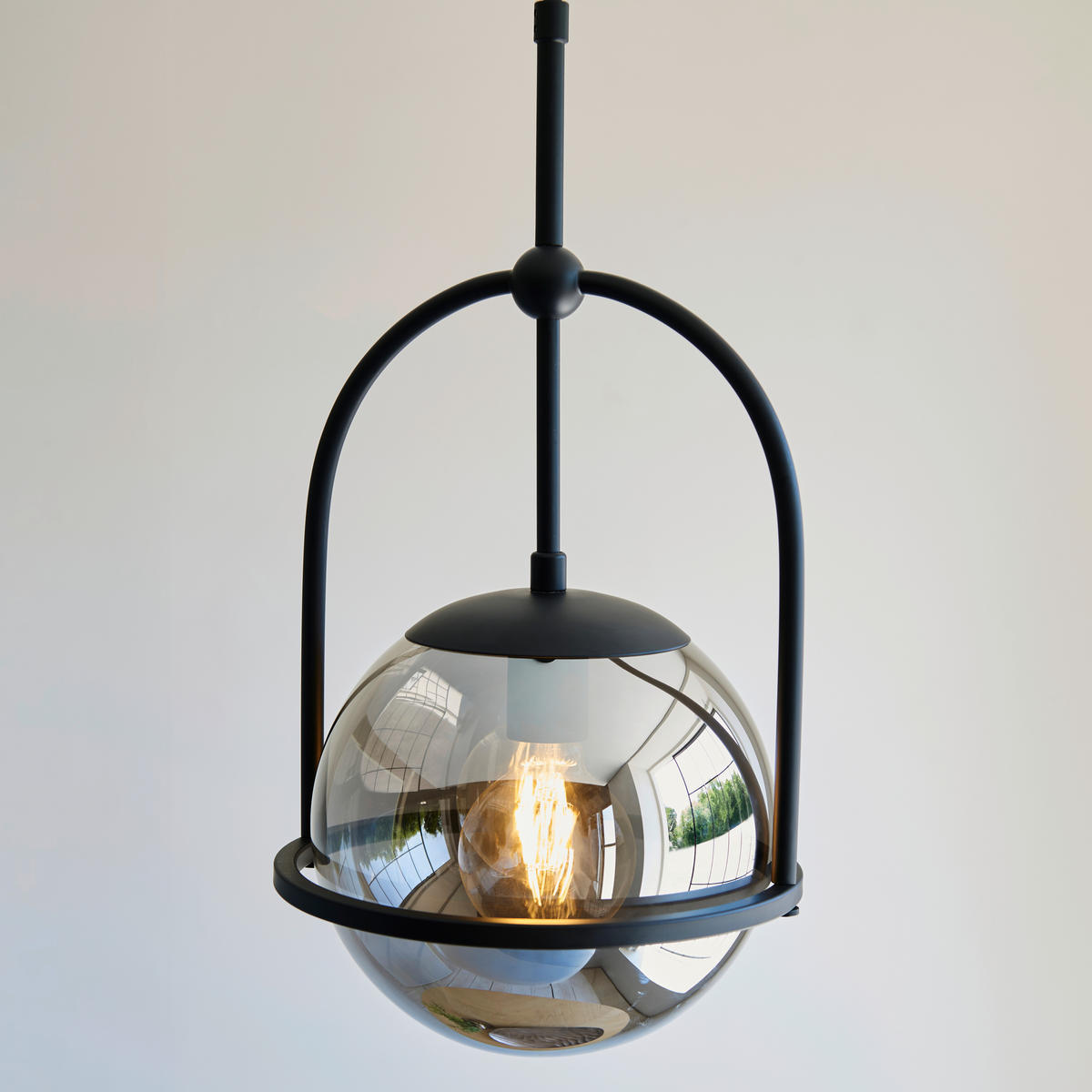 DECKENLEUCHTE  27.5/76-86 cm    - Schwarzchrom, Design, Glas (27.5/76-86cm) - ENDON