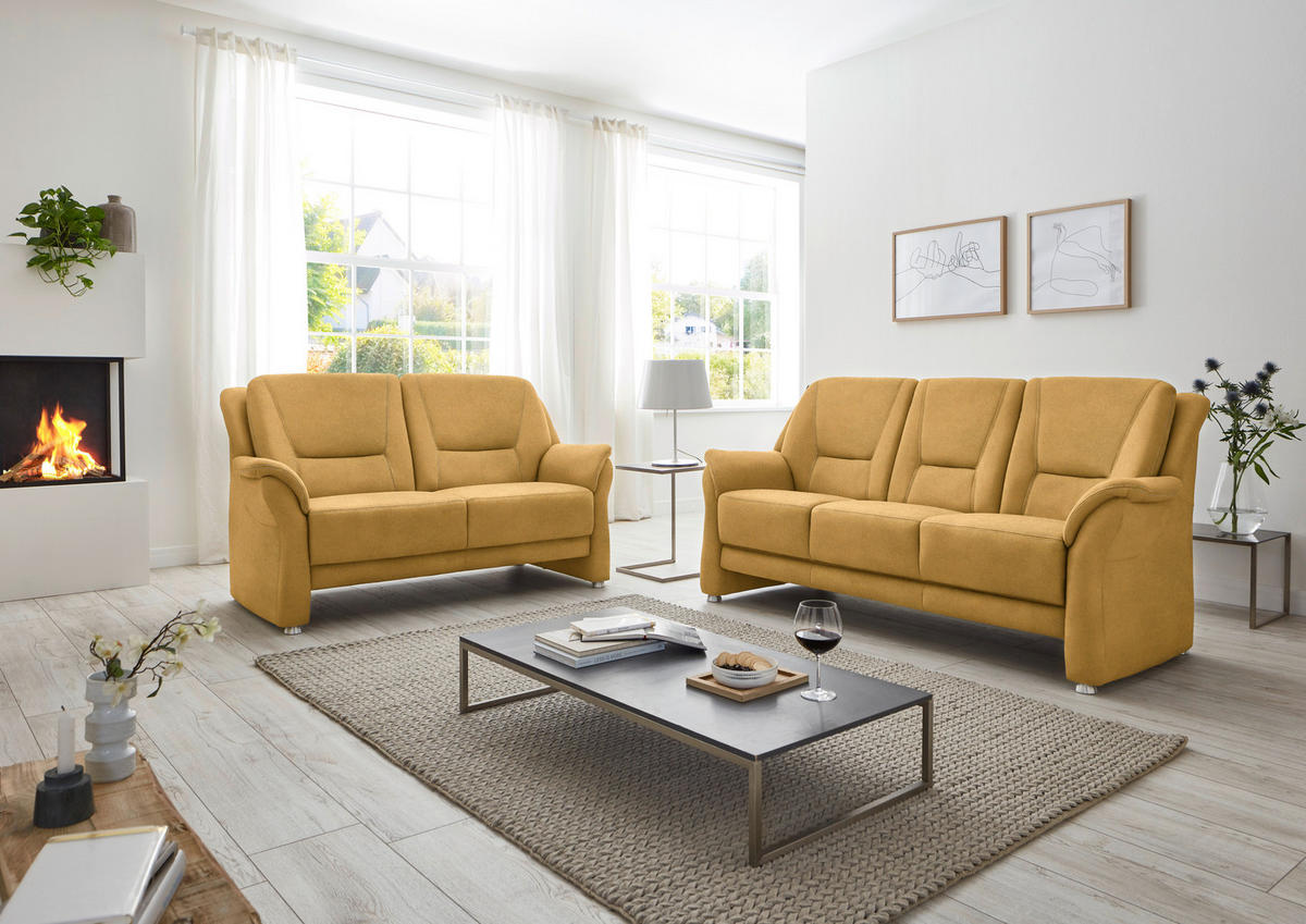 3-SITZER-SOFA in Mikrofaser Gelb  - Gelb/Beige, Konventionell, Textil/Metall (198/100/89cm) - Beldomo Comfort