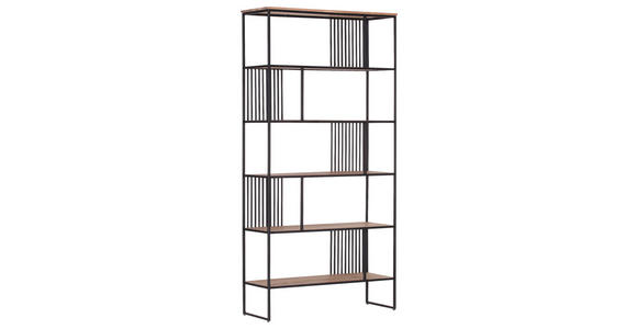 REGAL Schwarz, Akaziefarben  100/200/35 cm  - Schwarz/Akaziefarben, Trend, Holz/Metall (100/200/35cm) - Carryhome