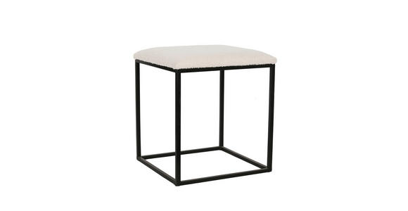 HOCKER Velours Schwarz, Weiß  - Schwarz/Weiß, LIFESTYLE, Textil/Metall (34/44/34cm) - Ambia Home