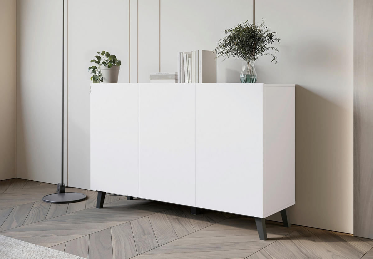 SIDEBOARD 120/76/39 cm  - vit/svart, Design, trämaterial/plast (120/76/39cm) - Livetastic