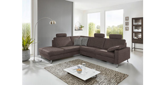 ECKSOFA in Mikrofaser Braun  - Alufarben/Braun, Design, Textil/Metall (242/275cm) - Dieter Knoll