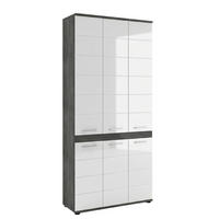HOCHSCHRANK 90/191/31 cm  - Weiß Hochglanz/Silberfarben, Trend, Holzwerkstoff/Kunststoff (90/191/31cm) - MID.YOU