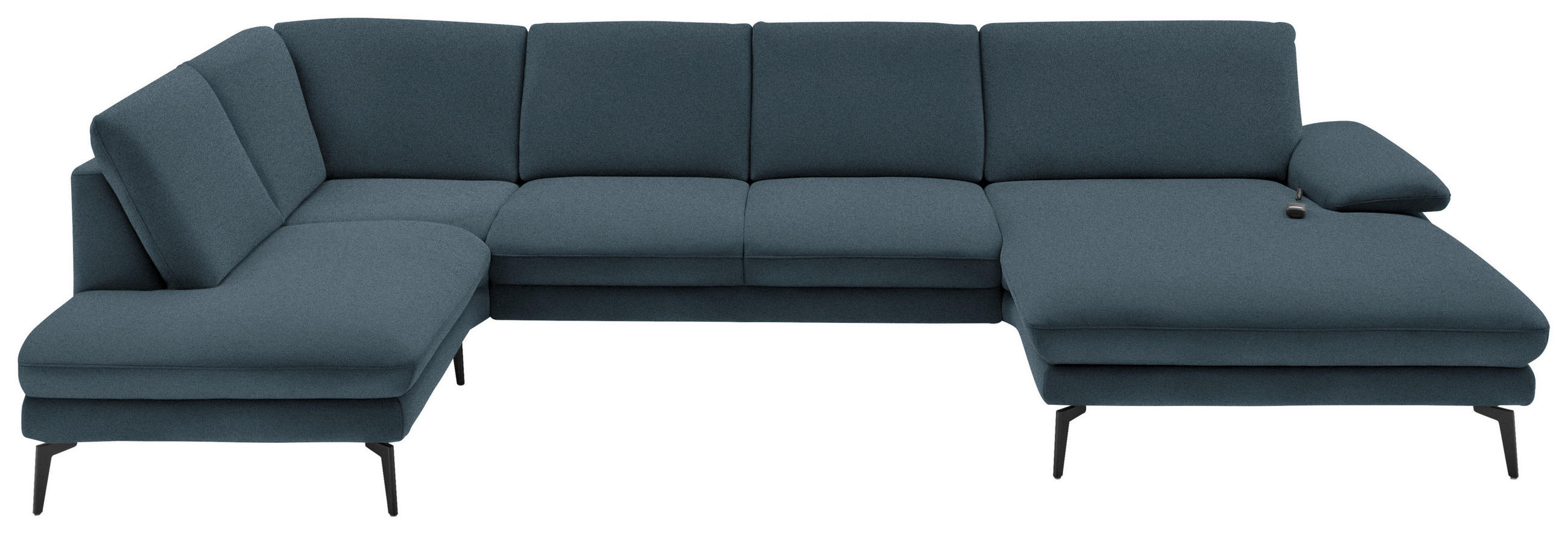 WOHNLANDSCHAFT Dunkelblau Webstoff  - Schwarz/Dunkelblau, Design, Textil/Metall (208/344/180cm) - Dieter Knoll