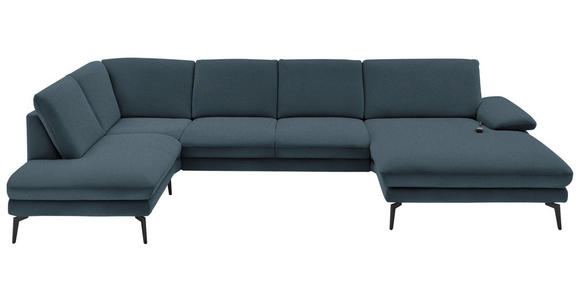 WOHNLANDSCHAFT Dunkelblau Webstoff  - Schwarz/Dunkelblau, Design, Textil/Metall (208/344/180cm) - Dieter Knoll