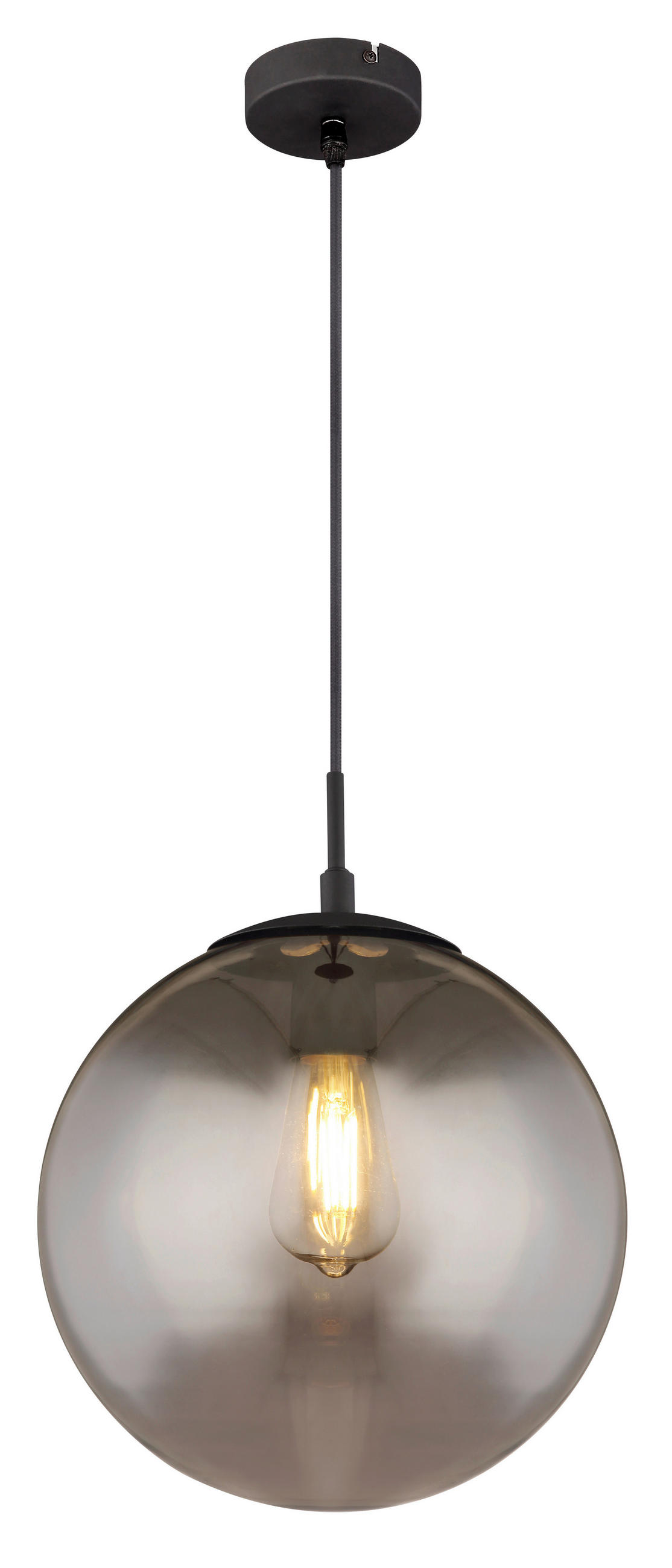 HÄNGELEUCHTE 30/120 cm    - Schwarz, Design, Glas/Metall (30/120cm) - Globo