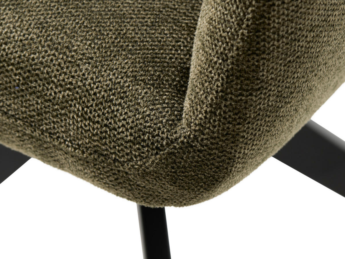 ARMLEHNSTUHL  in  - Schwarz/Olivgrün, MODERN, Textil/Metall (57,5/88/62cm) - Livetastic