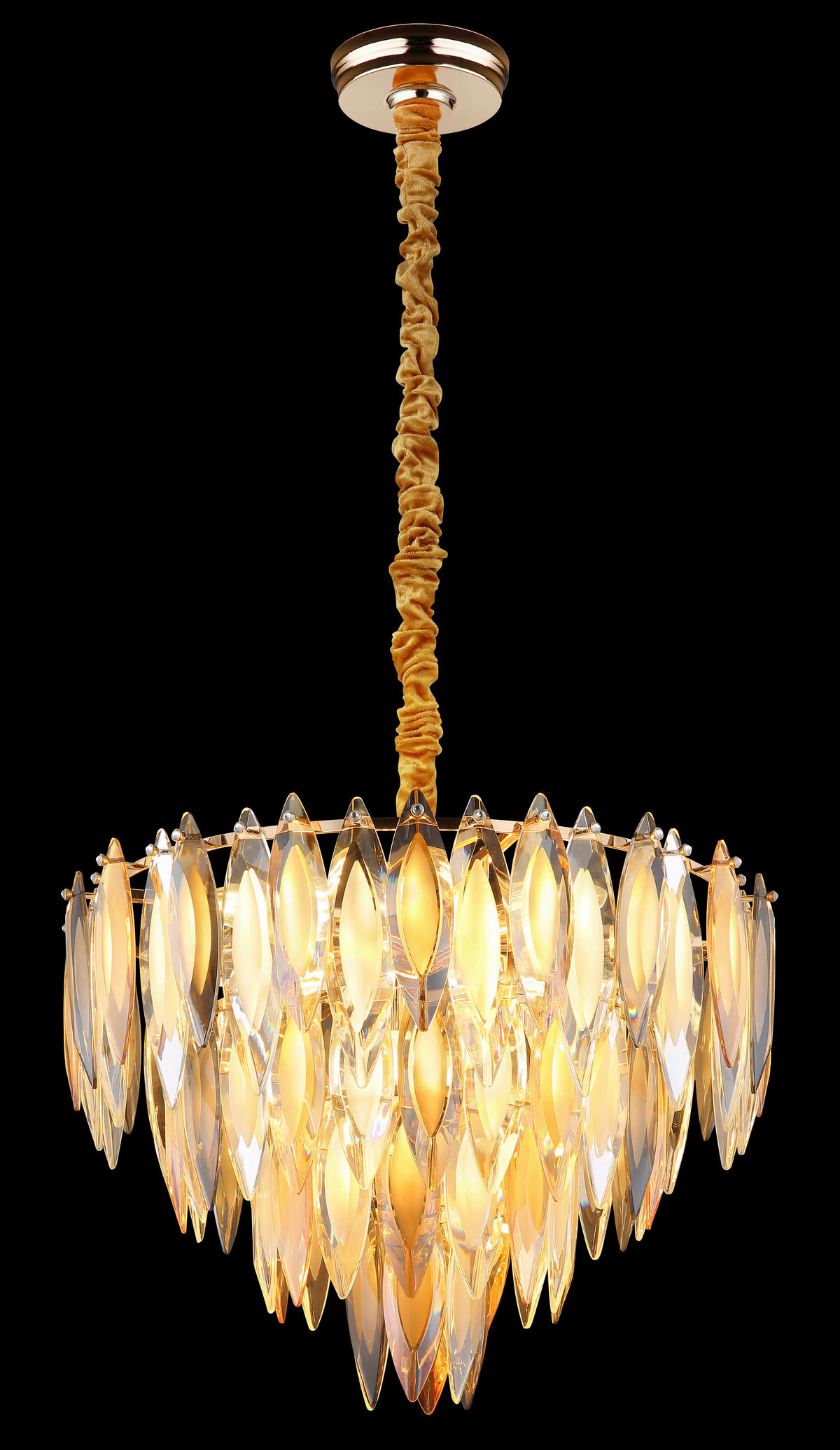 KRISTALL-HÄNGELEUCHTE 59/112 cm   - Klar/Champagner, KONVENTIONELL, Glas/Textil (59/112cm)