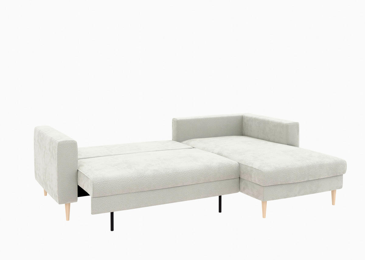 ECKSCHLAFSOFA  in Struktur Weiß  - Schwarz/Weiß, MODERN, Textil/Metall (232/161cm) - Trendmanufaktur