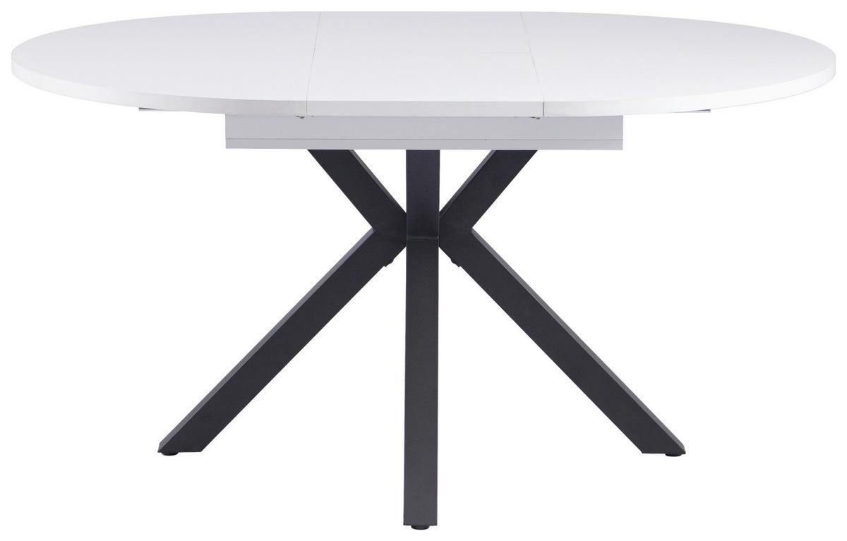 ESSTISCH 110/150/110/76 cm Nachbildung  Metall, Holzwerkstoff ausziehbar oval Schwarz, Weiß  - Schwarz/Weiß, MODERN, Holzwerkstoff/Metall (110/150/110/76cm) - Livetastic