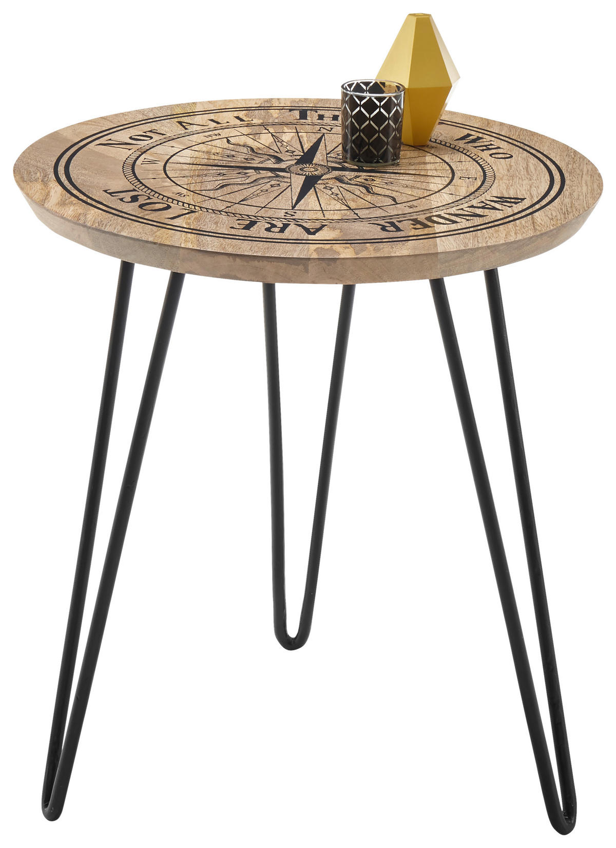 KONFERENČNÍ STOLEK, přírodní barvy, černá, dřevo, kov, 46/46/51 cm - černá/přírodní barvy, kov/dřevo (46/46/51cm) - Xora