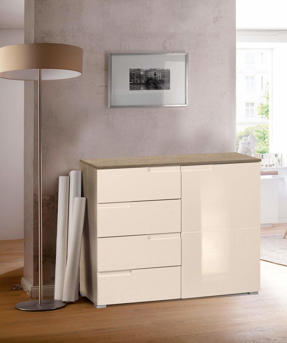 KOMODA, béžová, dub sonoma, 100/80/40 cm - sivá/béžová, Modern, kompozitné drevo/plast (100/80/40cm) - Xora