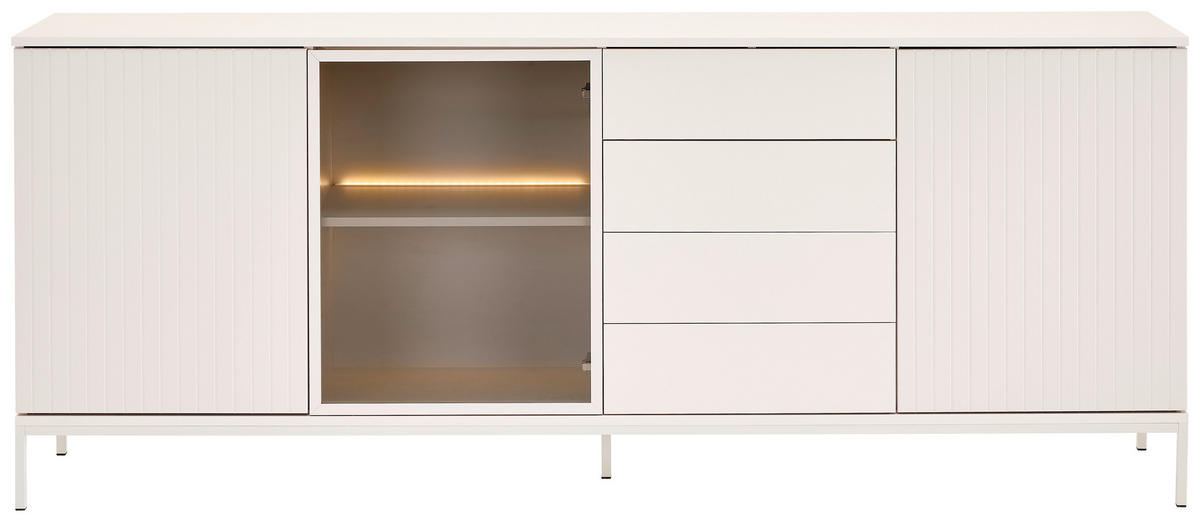 SIDEBOARD  in 205,8/81/38 cm  - Kaschmir, KONVENTIONELL, Glas/Holzwerkstoff (205,8/81/38cm) - Xora