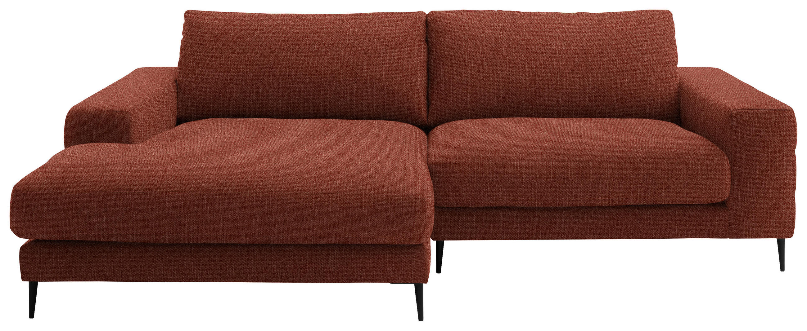 ECKSOFA in Flachgewebe Rostfarben  177/253 cm  - Rostfarben/Schwarz, Design, Textil/Metall (177/253cm) - Dieter Knoll