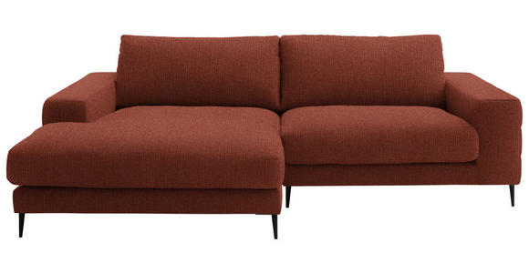 ECKSOFA  in Flachgewebe Rostfarben  177/253 cm  - Rostfarben/Schwarz, Design, Textil/Metall (177/253cm) - Dieter Knoll