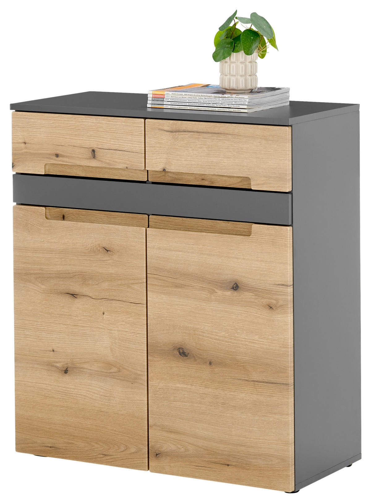 Schuhschrank Petra Anthrazit, Eichefarben  - Eichefarben/Anthrazit, Design, Holzwerkstoff/Kunststoff (80/91/38cm) - Livetastic