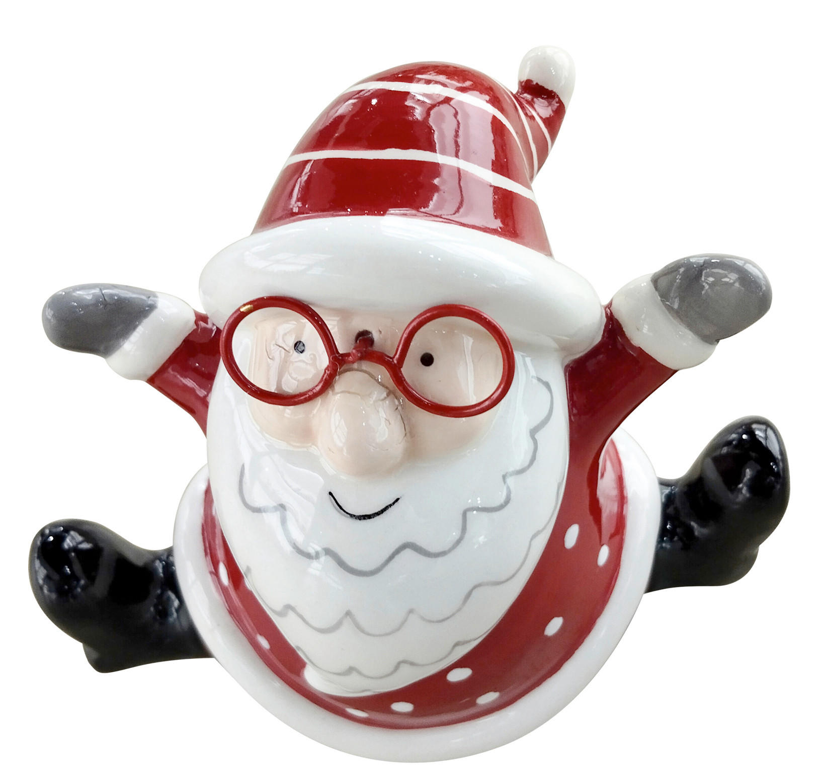 MOș CRĂCIUN - alb/roșu, Trend, ceramică/metal (14,8/12/9,5cm) - X-Mas