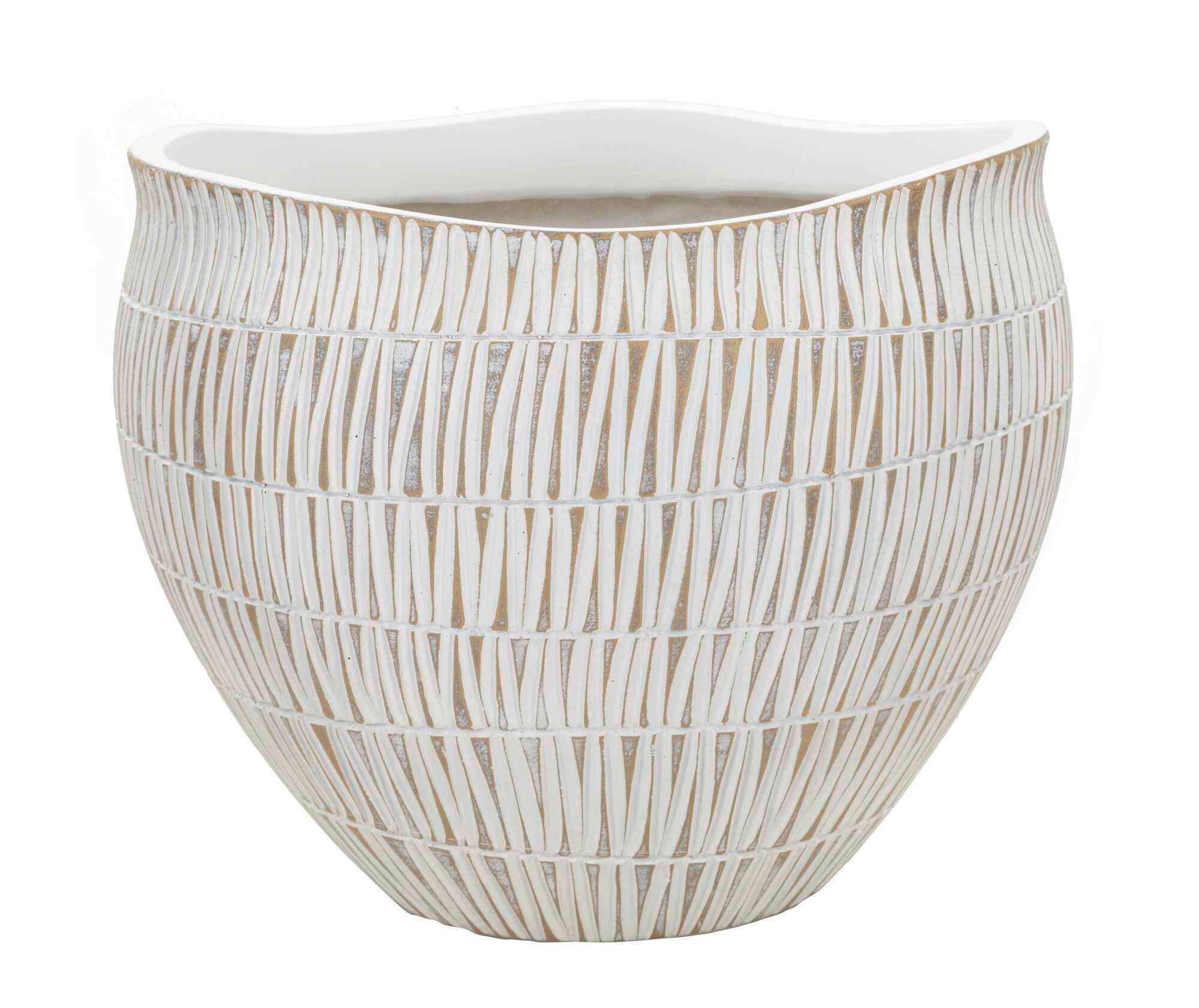 Vase Cachepot Stiky  - Goldfarben/Weiß, Basics, Kunststoff (30.5/24.5/30.5cm)