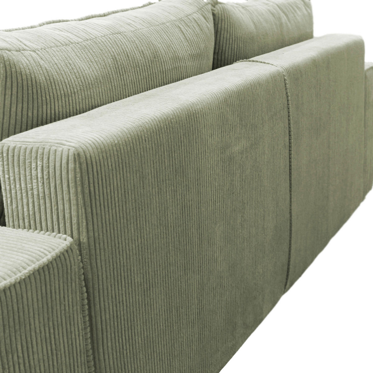 SCHLAFSOFA LOFT Cord Hellgrün  inkl. Zierkissen, Rückenkissen, Bettkasten  - Schwarz/Hellgrün, Design, Kunststoff/Textil (255/90/97cm) - MID.YOU