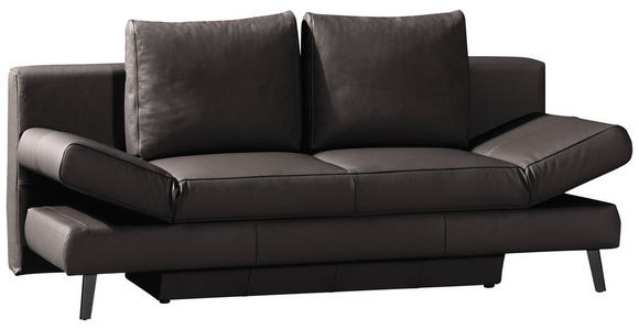 SCHLAFSOFA in Echtleder Dunkelbraun  - Dunkelbraun/Schwarz, Design, Leder/Metall (200/85/90cm) - Novel