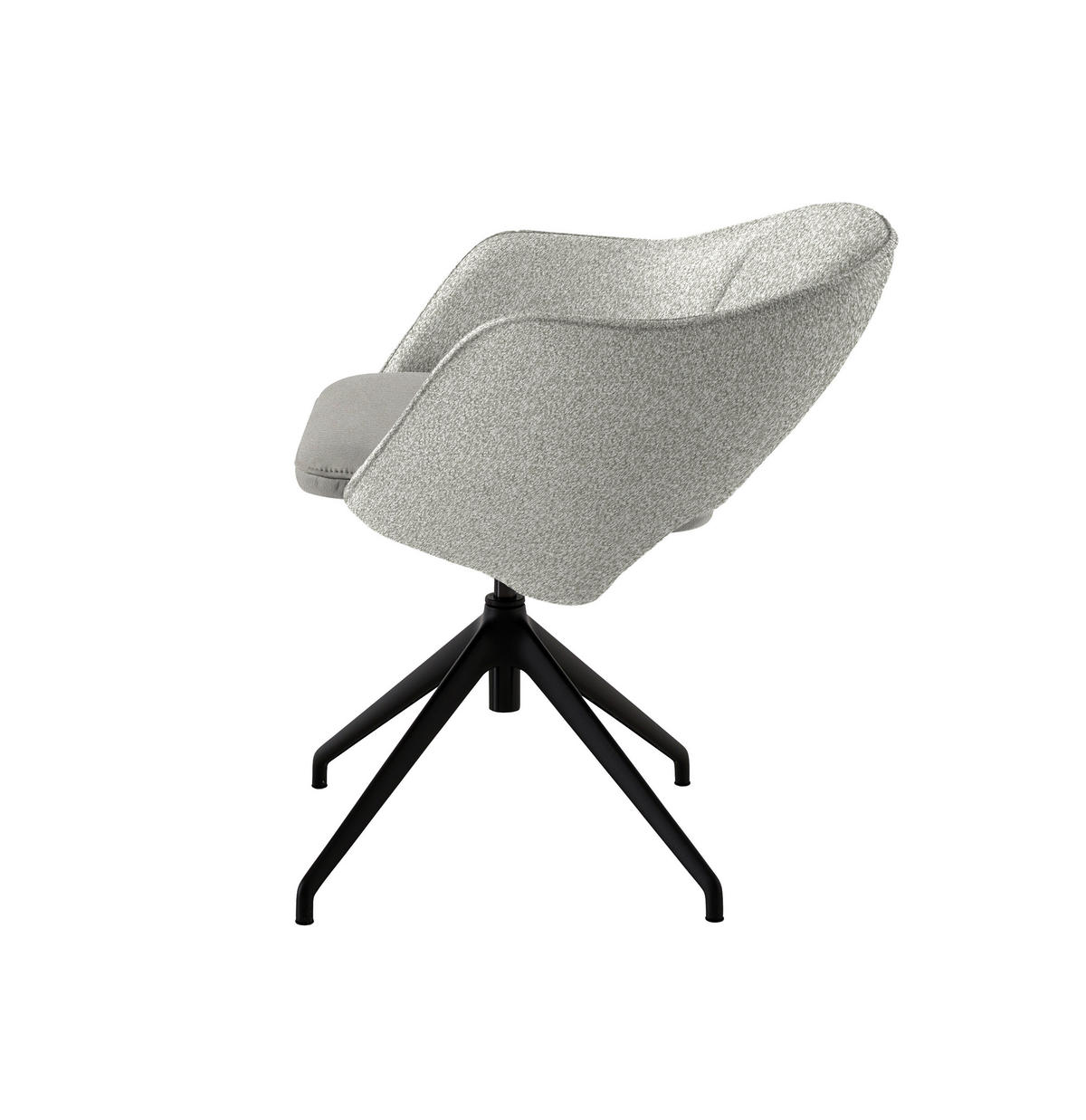 ARMLEHNSTUHL  Stoffauswahl, Wippfunktion, Sitzfläche 360° drehbar, gepolsterte Armlehnen Flachgewebe  - Hellgrau/Schwarz, Design, Textil/Metall (63/74-90/57-73cm) - Koinor