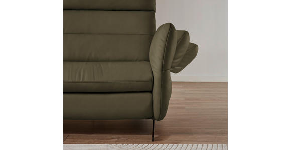 ECKSOFA in Echtleder Olivgrün  169/298 cm  - Schwarz/Olivgrün, Design, Leder/Metall (169/298cm) - Dieter Knoll