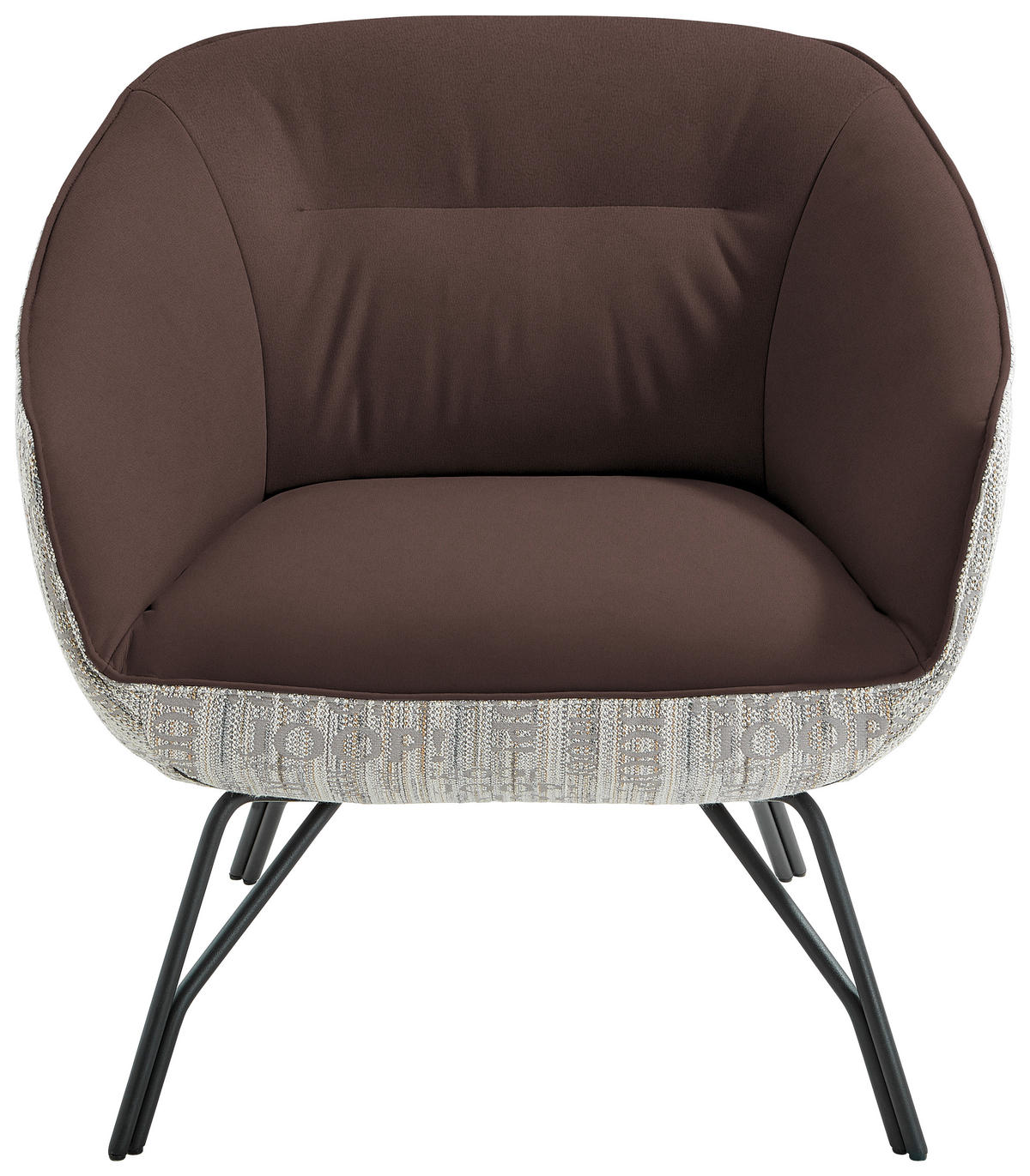 COCKTAILSESSEL - Anthrazit/Braun, Design, Leder/Textil (76/80/73cm) - Joop!