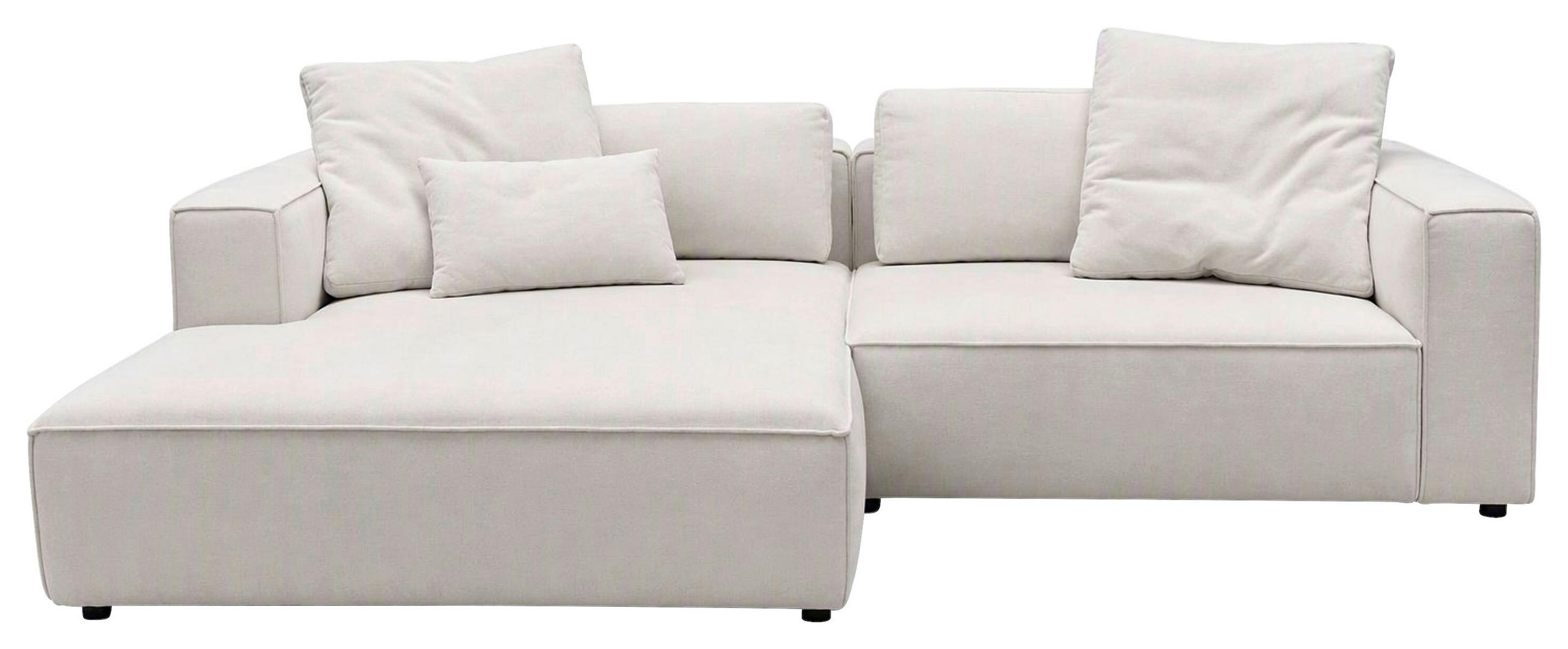 ECKSOFA Weiß Chenille Rücken echt  - Schwarz/Weiß, MODERN, Kunststoff/Textil (185/296cm) - Hom`in