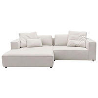 ECKSOFA Weiß Chenille Rücken echt  - Schwarz/Weiß, MODERN, Kunststoff/Textil (185/296cm) - Hom`in