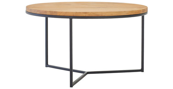 COUCHTISCH in Holz 80/80/44 cm  - Eichefarben/Schwarz, Design, Holz/Metall (80/80/44cm) - Linea Natura