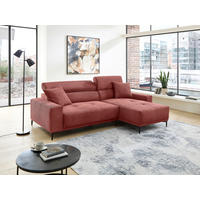 ECKSOFA Cord Koralle  - Koralle/Schwarz, Basics, Textil/Metall (250/183cm) - Livetastic