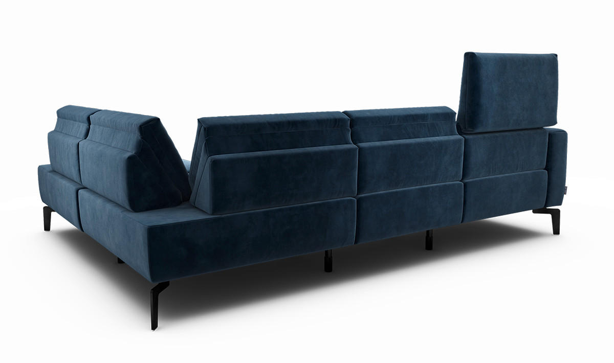 ECKSOFA Cosy Dunkelblau Samt  - Schwarz/Dunkelblau, Design, Textil/Metall (256/193cm) - SENSOO