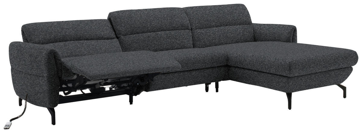 ECKSOFA Graphitfarben Chenille  - Schwarz/Graphitfarben, Design, Textil/Metall (299/187cm) - Schöner Wohnen