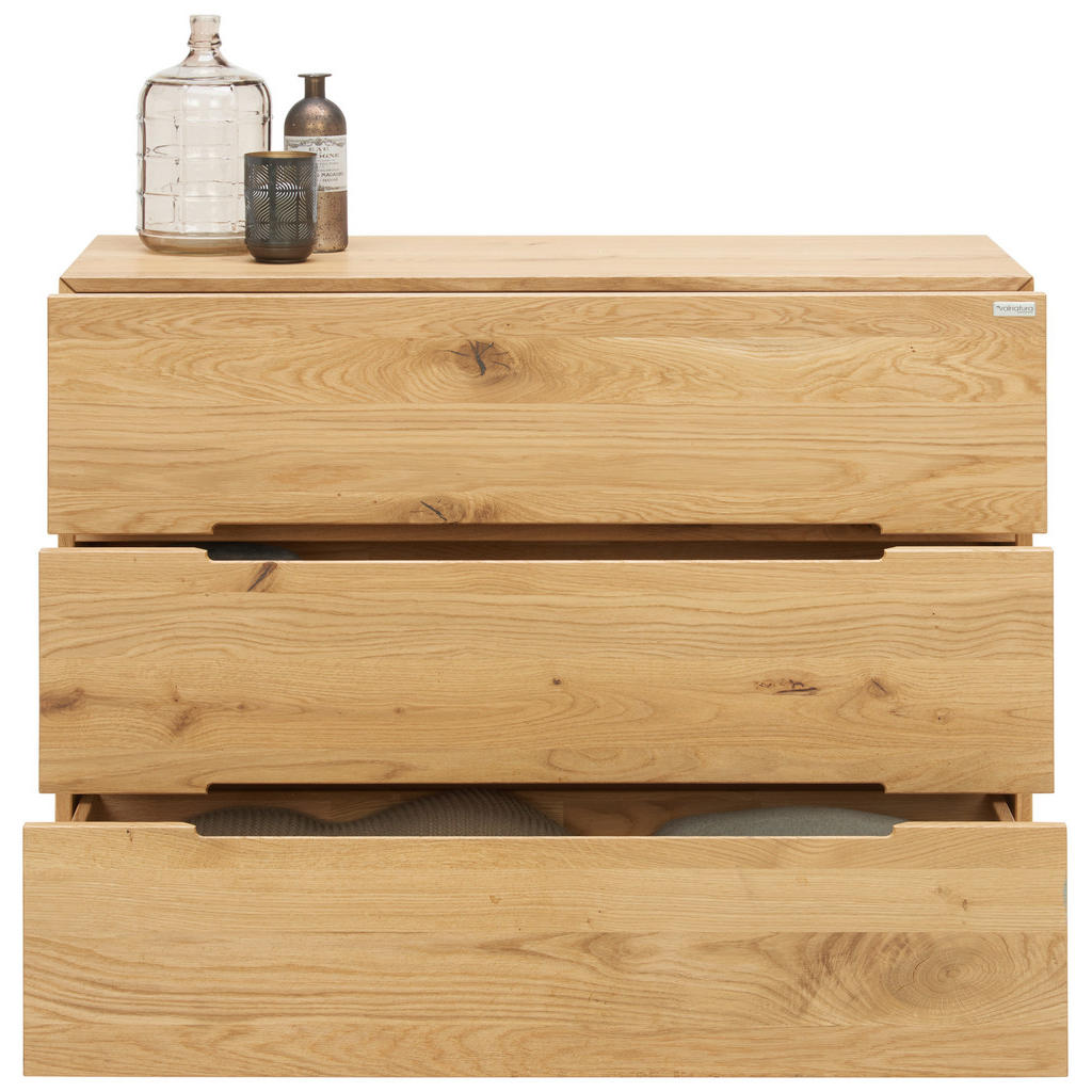 Thumbnail - Valnatura Kommode, Eiche, Holz, Wildeiche, massiv, 3 Schubladen, 100x81x42 cm, Beimöbel erhältlich, Wohnzimmer, Kommoden...