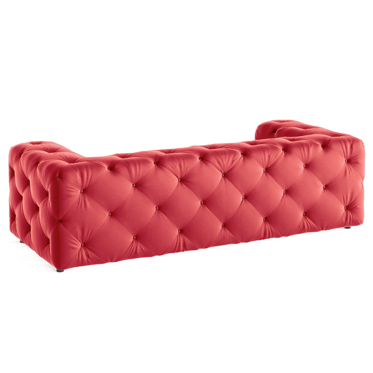 3-SITZER-SOFA Samt Rot  - Rot/Schwarz, Design, Kunststoff/Textil (230/71/100cm) - P & B