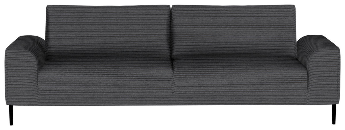SCHLAFSOFA in Cord Dunkelgrau  - Dunkelgrau/Schwarz, Design, Textil/Metall (250/89/105cm) - Welnova