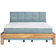 BOXSPRINGBETT 180/200 cm  in Eichefarben, Hellblau  - Eichefarben/Schwarz, Natur, Holz/Holzwerkstoff (180/200cm) - Linea Natura