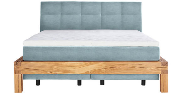 BOXSPRINGBETT 180/200 cm  in Eichefarben, Hellblau  - Eichefarben/Schwarz, Natur, Holz/Holzwerkstoff (180/200cm) - Linea Natura