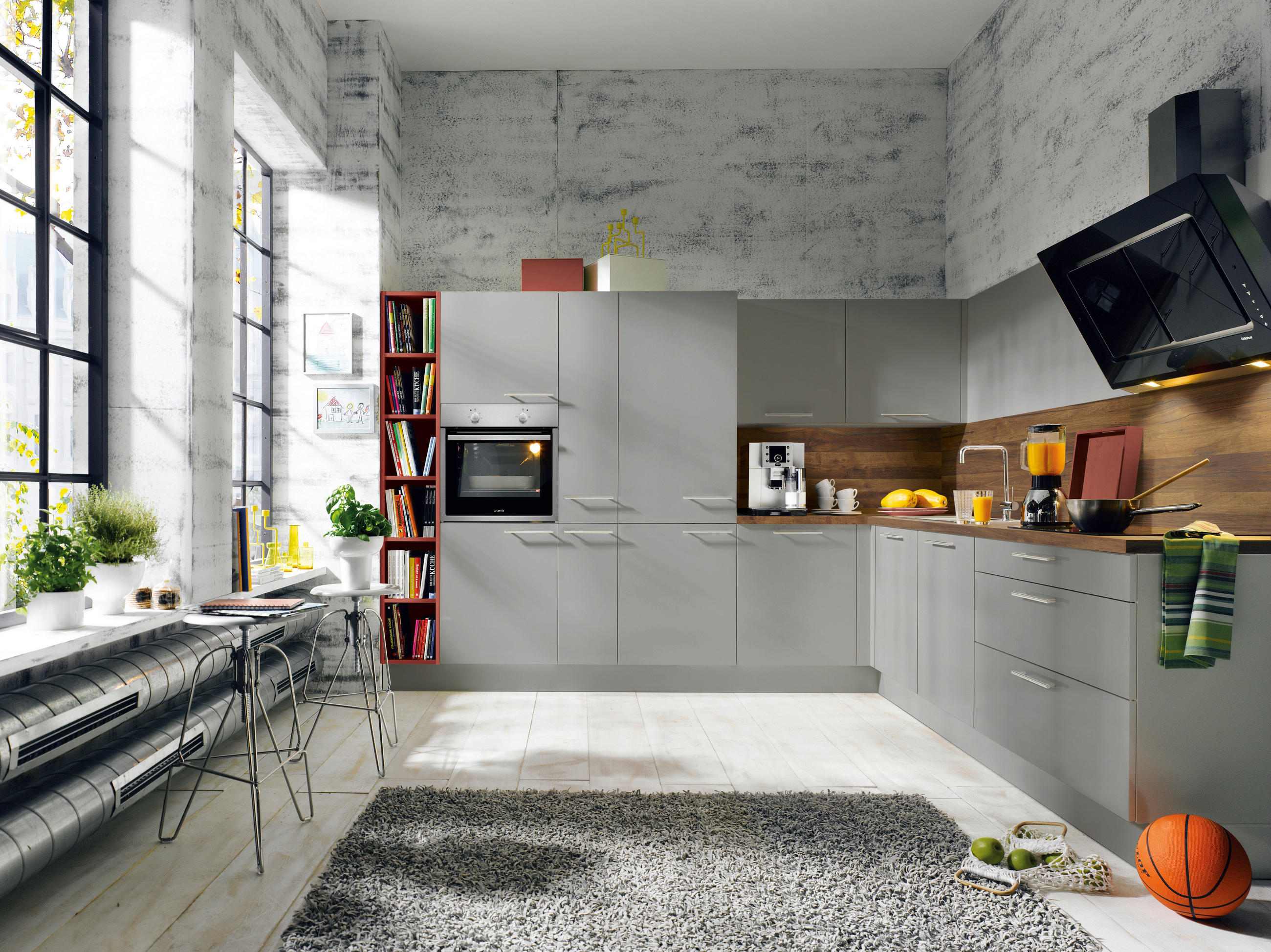 EINBAUKÜCHE FINA MATT  - Grau, Design, Holzwerkstoff - Novel