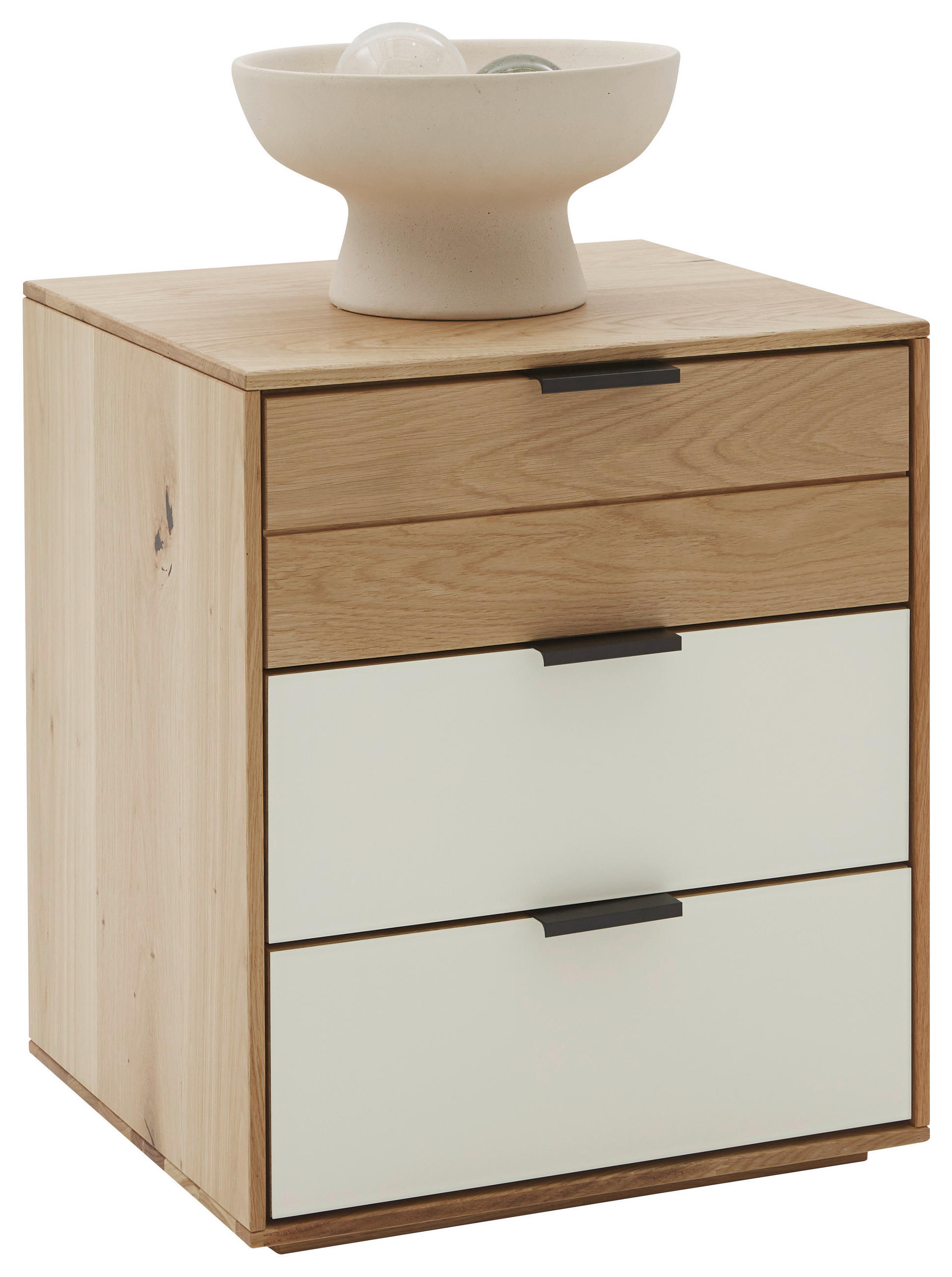 NACHTSCHRANK 50/58,4/44 cm Eiche massiv  - Kaschmir/Eichefarben, Natur, Glas/Holz (50/58,4/44cm) - Valnatura