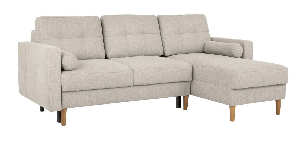 ECKSOFA in Hellgrau  - Buchefarben/Hellgrau, Design, Holz/Textil (223/157cm) - MID.YOU
