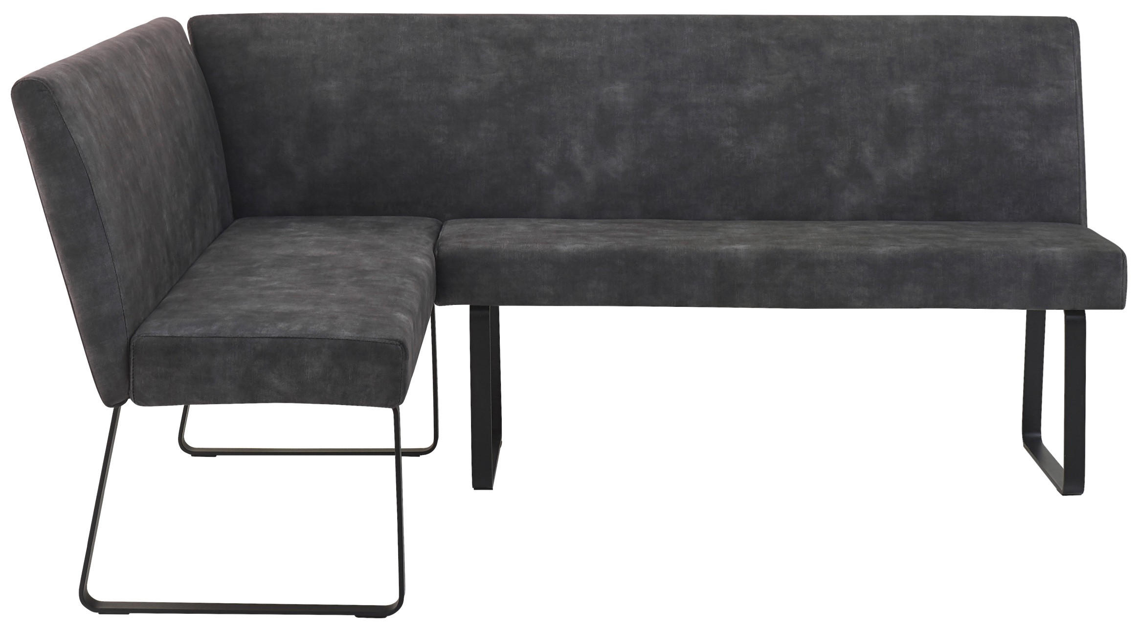 ECKBANK 155/197 cm Samt Dunkelgrau   - Dunkelgrau/Schwarz, LIFESTYLE, Textil/Metall (155/197cm) - MID.YOU
