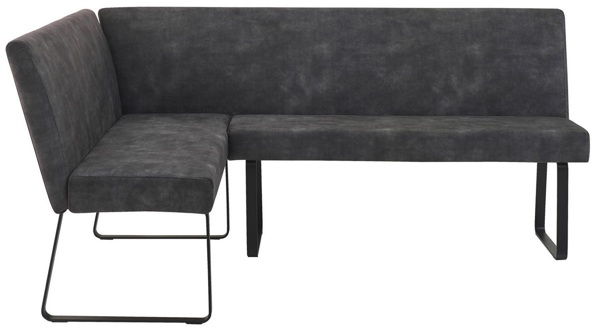 ECKBANK 155/197 cm Samt Dunkelgrau   - Dunkelgrau/Schwarz, LIFESTYLE, Textil/Metall (155/197cm) - MID.YOU
