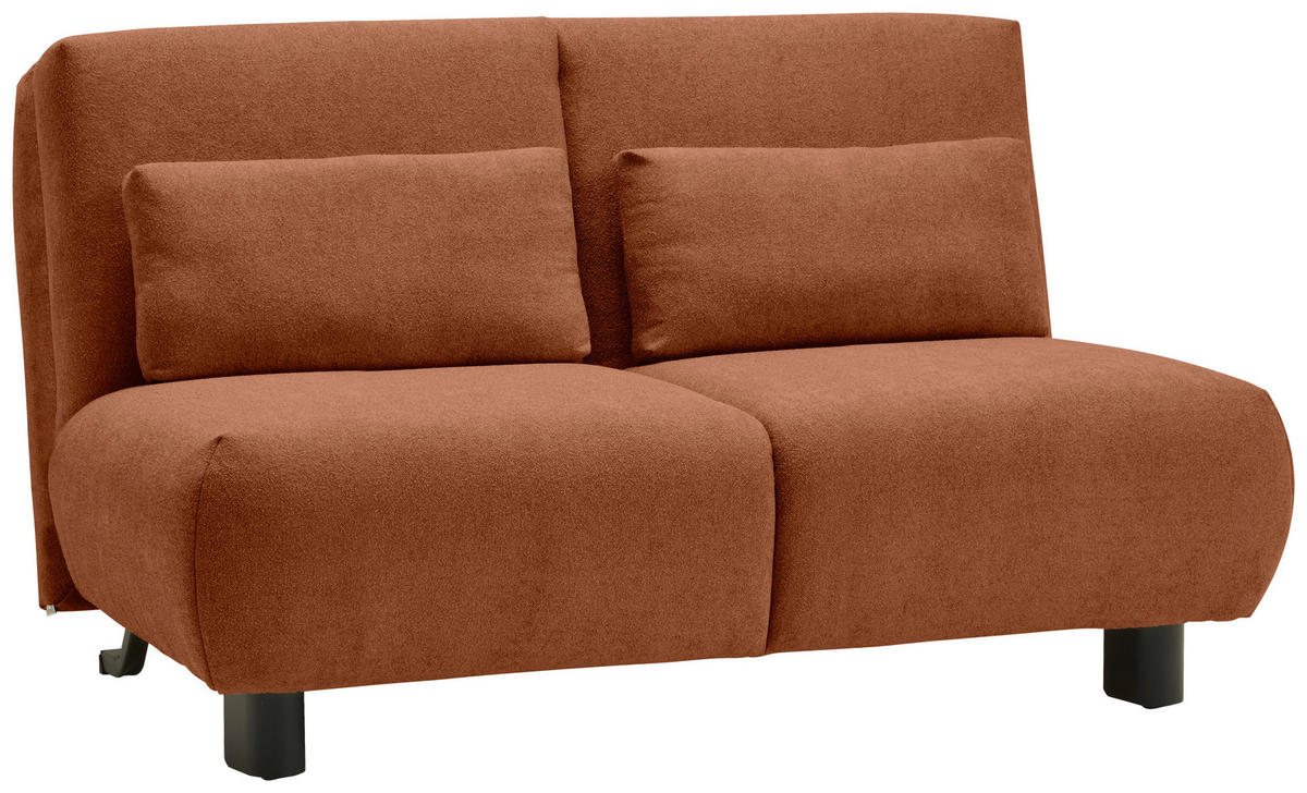 SCHLAFSOFA Flachgewebe Terracotta  - Terracotta/Schwarz, KONVENTIONELL, Textil/Metall (150/85/100cm) - Carryhome