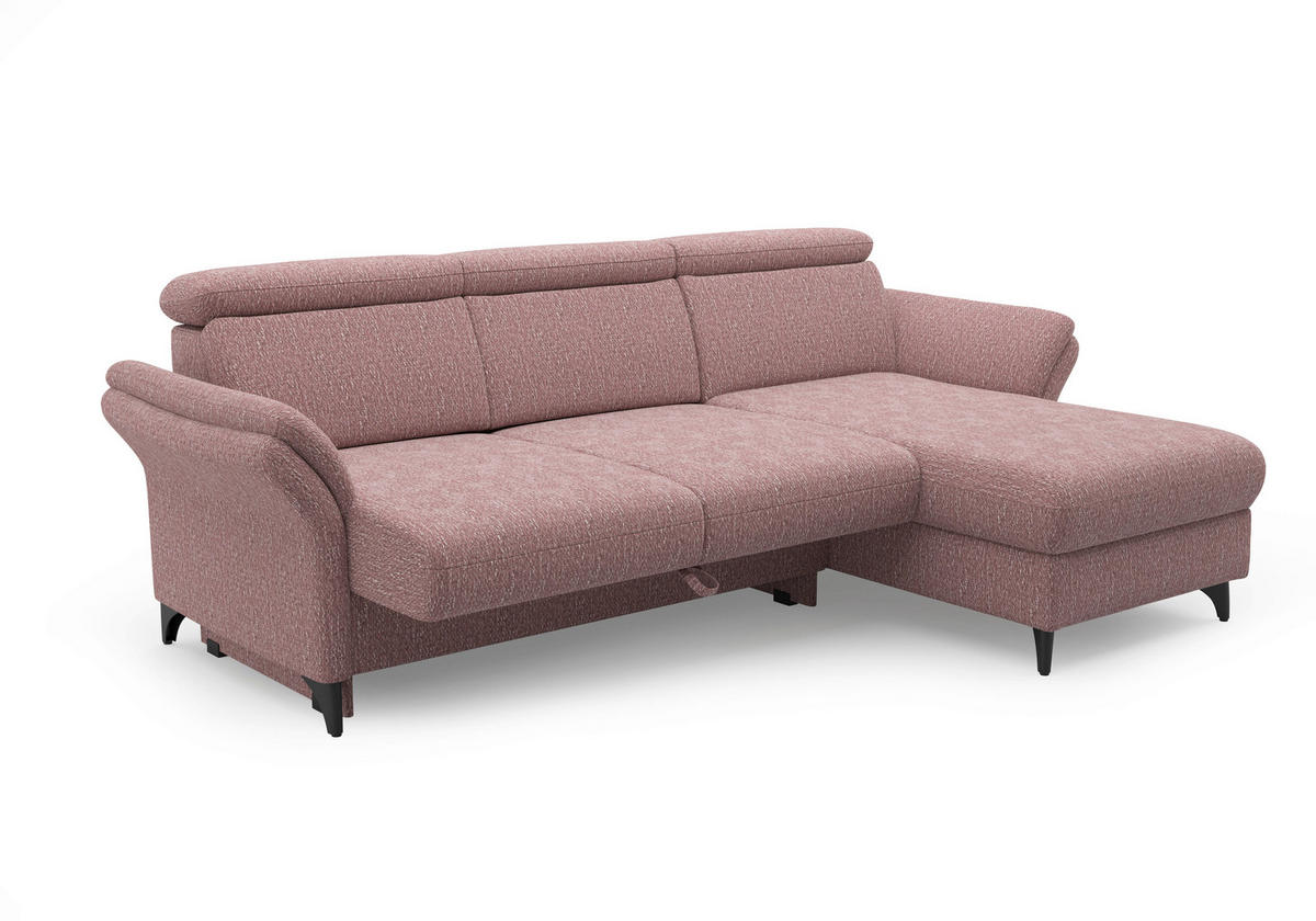 ECKSOFA GLENDALE E in Chenille Aubergine  253/166 cm  - Aubergine/Schwarz, KONVENTIONELL, Textil/Metall (253/166cm) - Sit & More